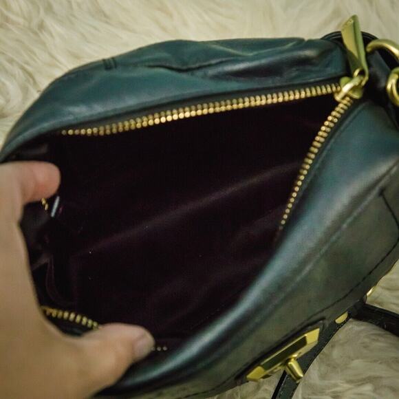 Coach Dark Navy Blue Black Campball Camera Gold Hardwear Leather Crossbody Bag - Picture 5 of 8